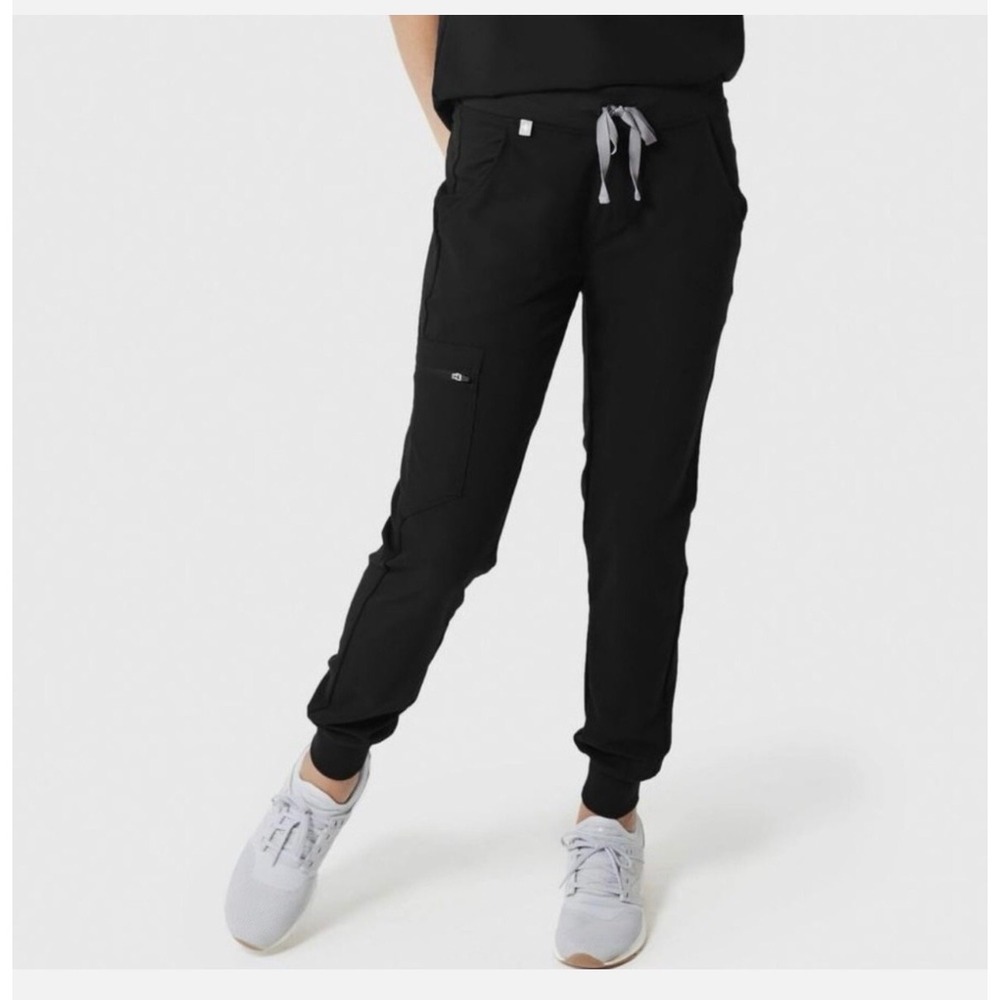 FIGS HW Zamora Jogger Scrub Pants Black High Waisted W22SW2012 Womens Small